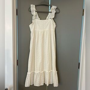 Maison Me Maisonette ruffle cotton midi sundress in off-white